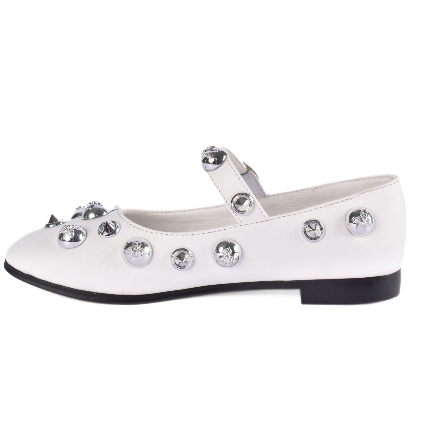 Studded Throat Slip On Leather Flats Melouk