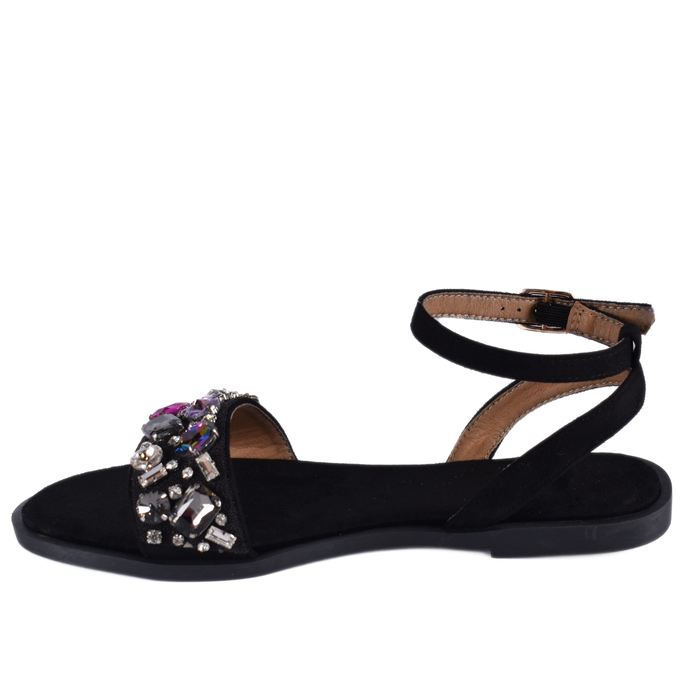 Sandals with multicolored beaded strap