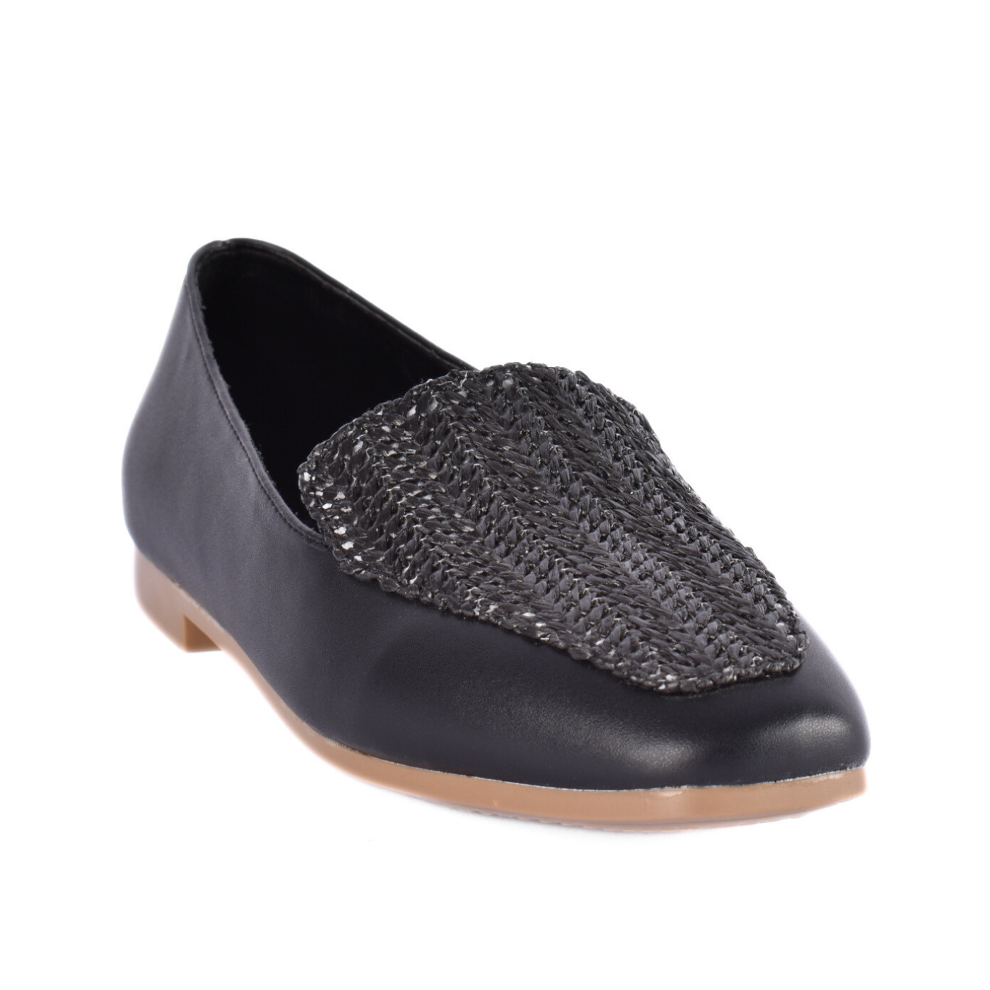 Flat shoes Textile Stitched with Details