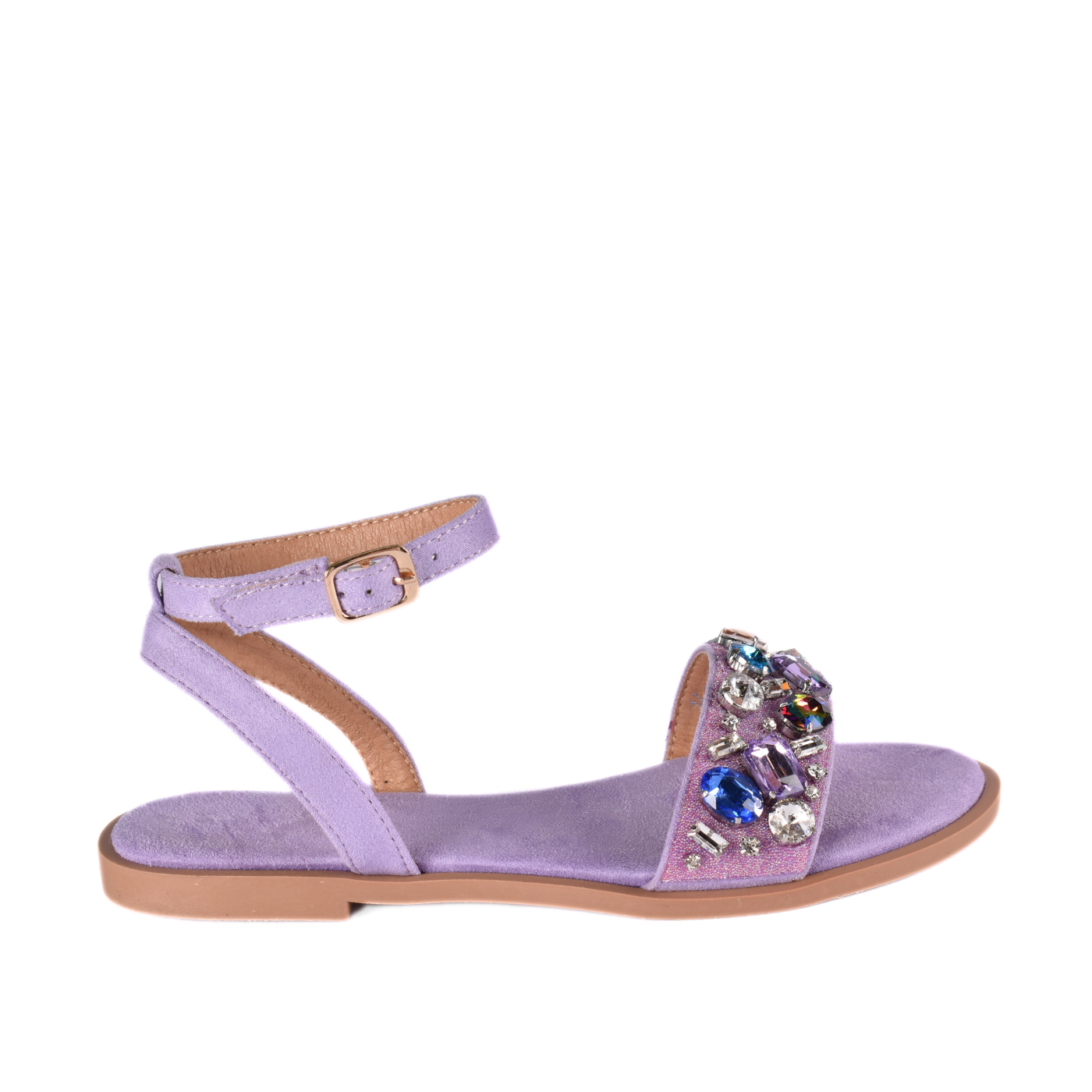 Sandals with multicolored beaded strap
