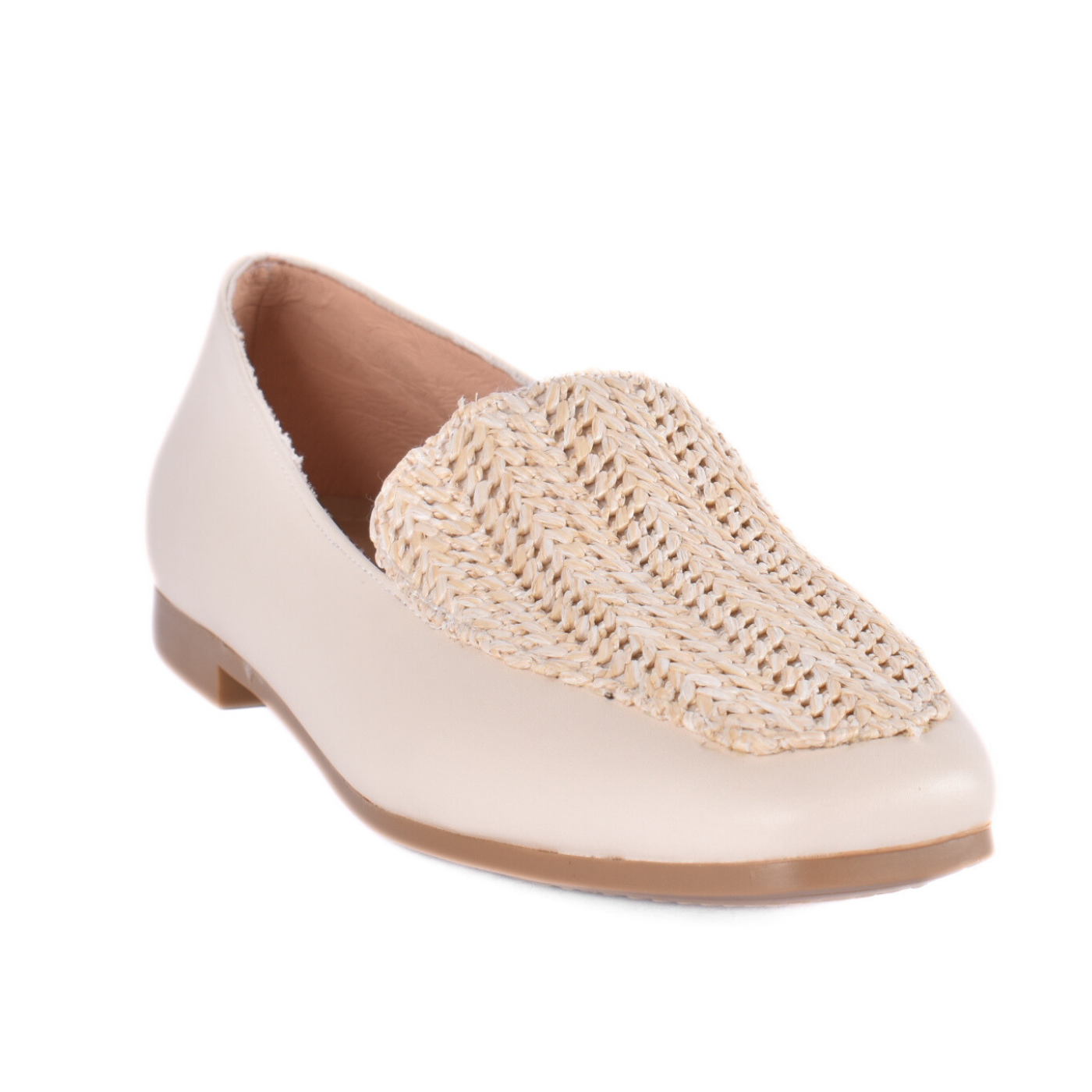Flat Shoes Textile Stitched With Details Beige Melouk