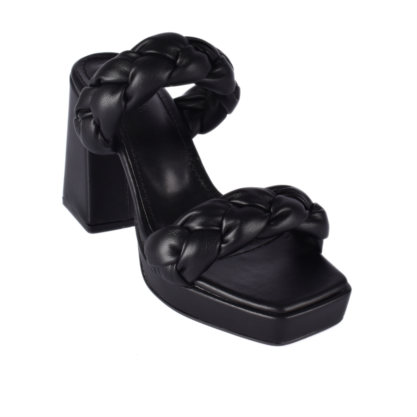 Braided Block Heel Slipper Black Melouk