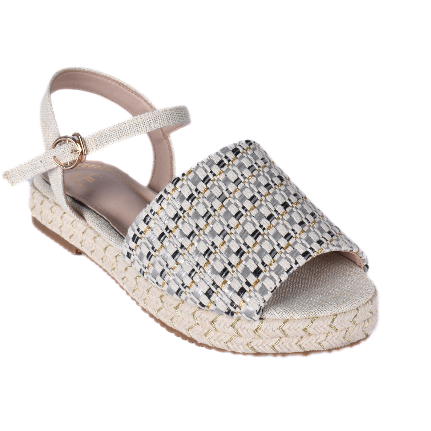 Woven Espadrille Sandal With Ankle Strap Black Melouk
