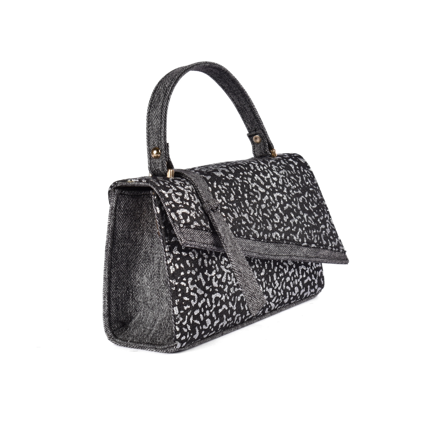 Embossed Leather Handbag Black b180 Melouk