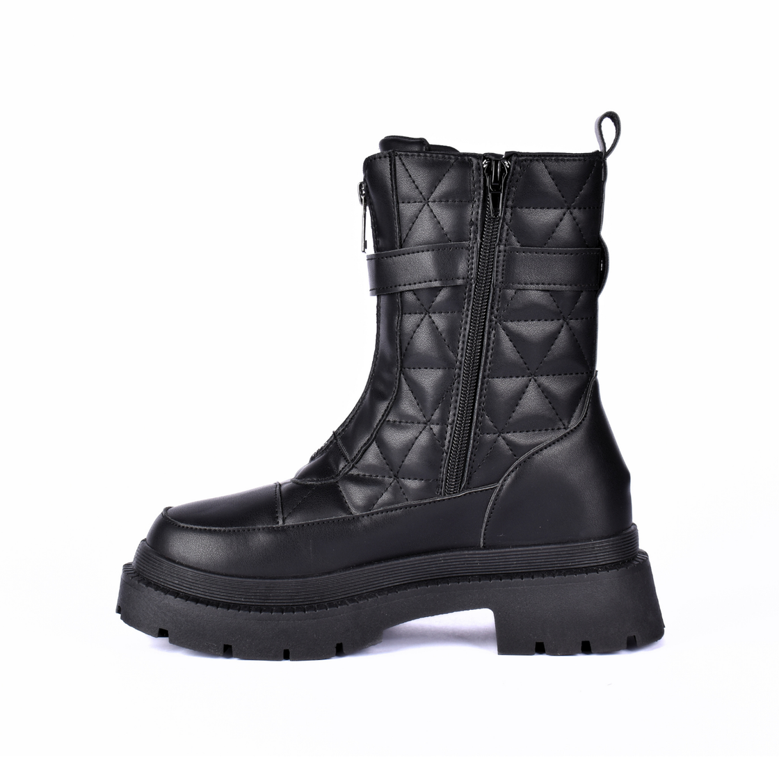 Fashion Leather Half Boots With Zipper