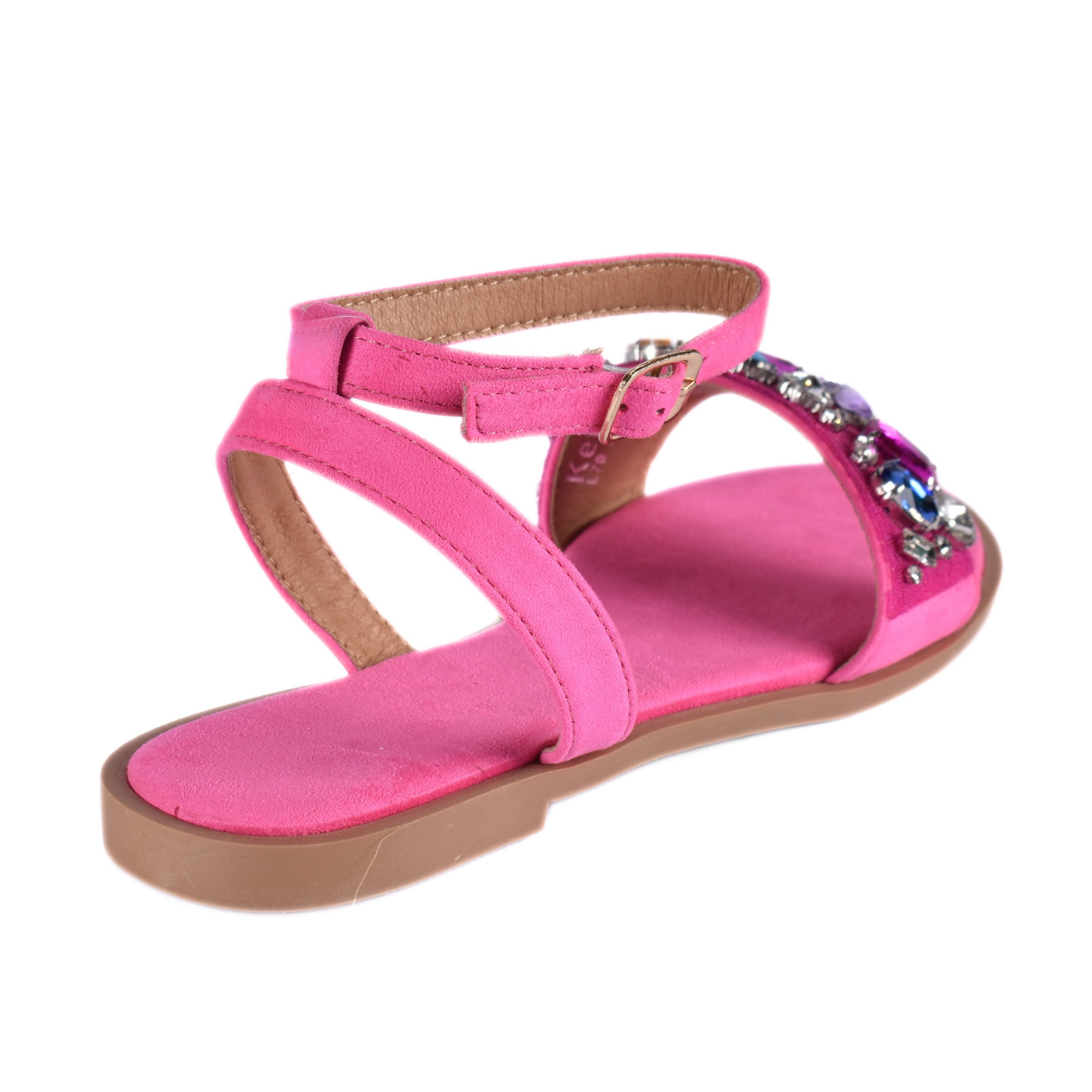 Sandals with multicolored beaded strap