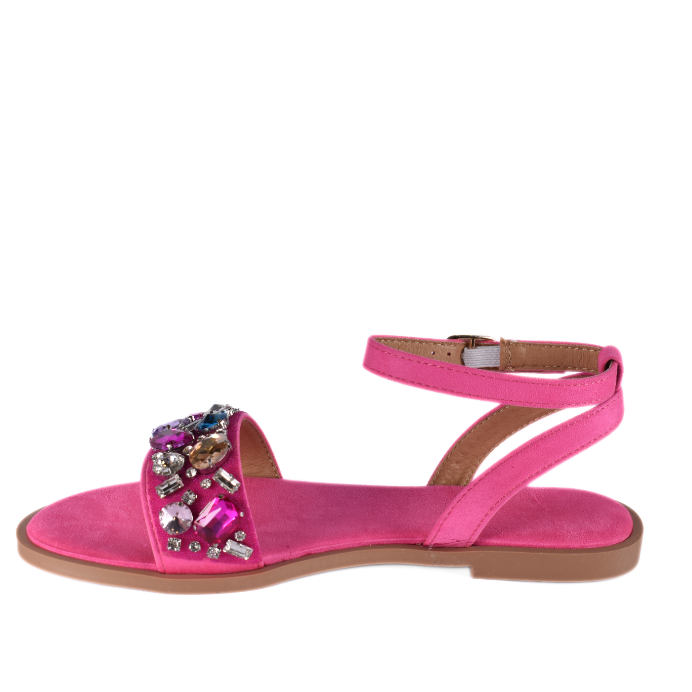 Sandals with multicolored beaded strap