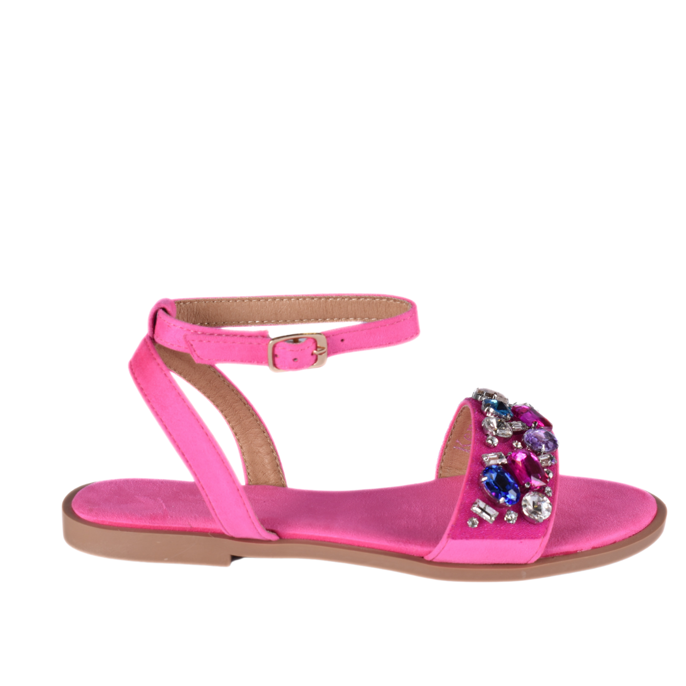 Sandals with multicolored beaded strap