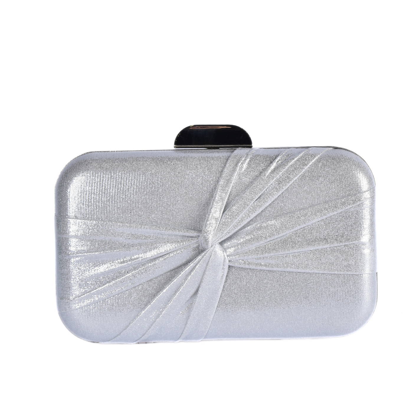 Elegant Gold Metallic Clutch With Draped Satin Detail Melouk