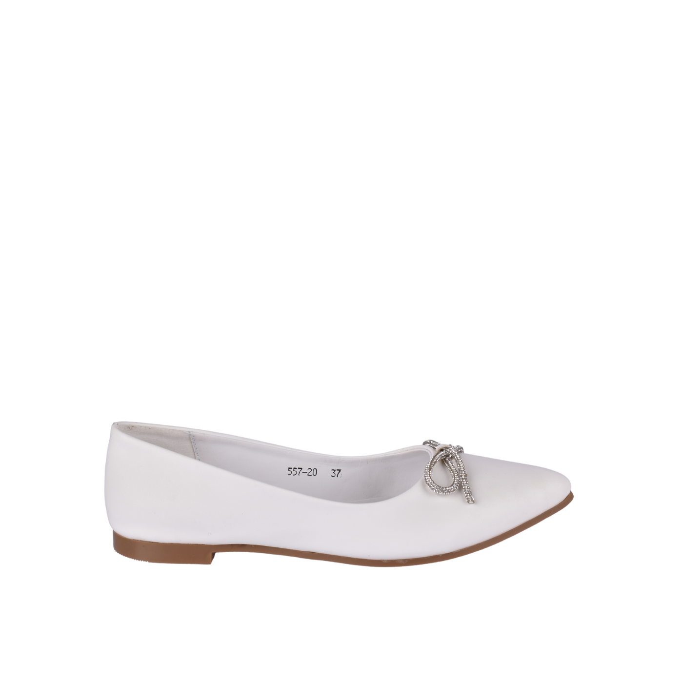 Shoe Flat Embossed Leather White Melouk