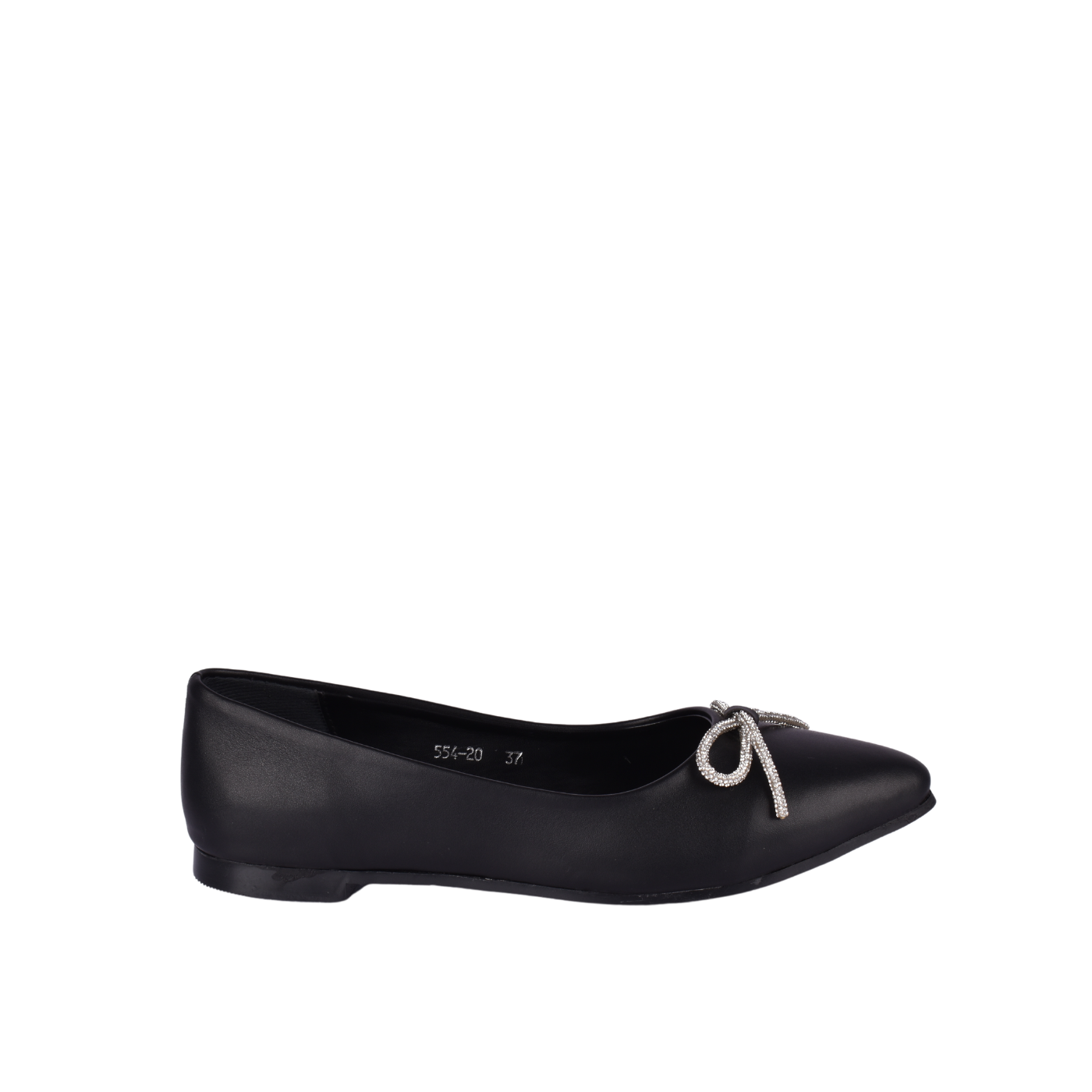 Shoe Flat Embossed Leather Black Melouk