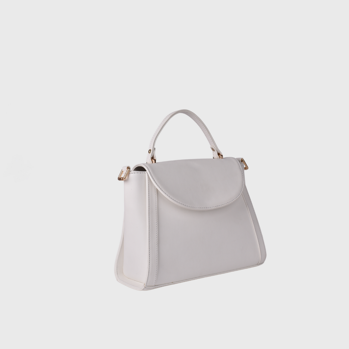 White Leather Handbag with Handle