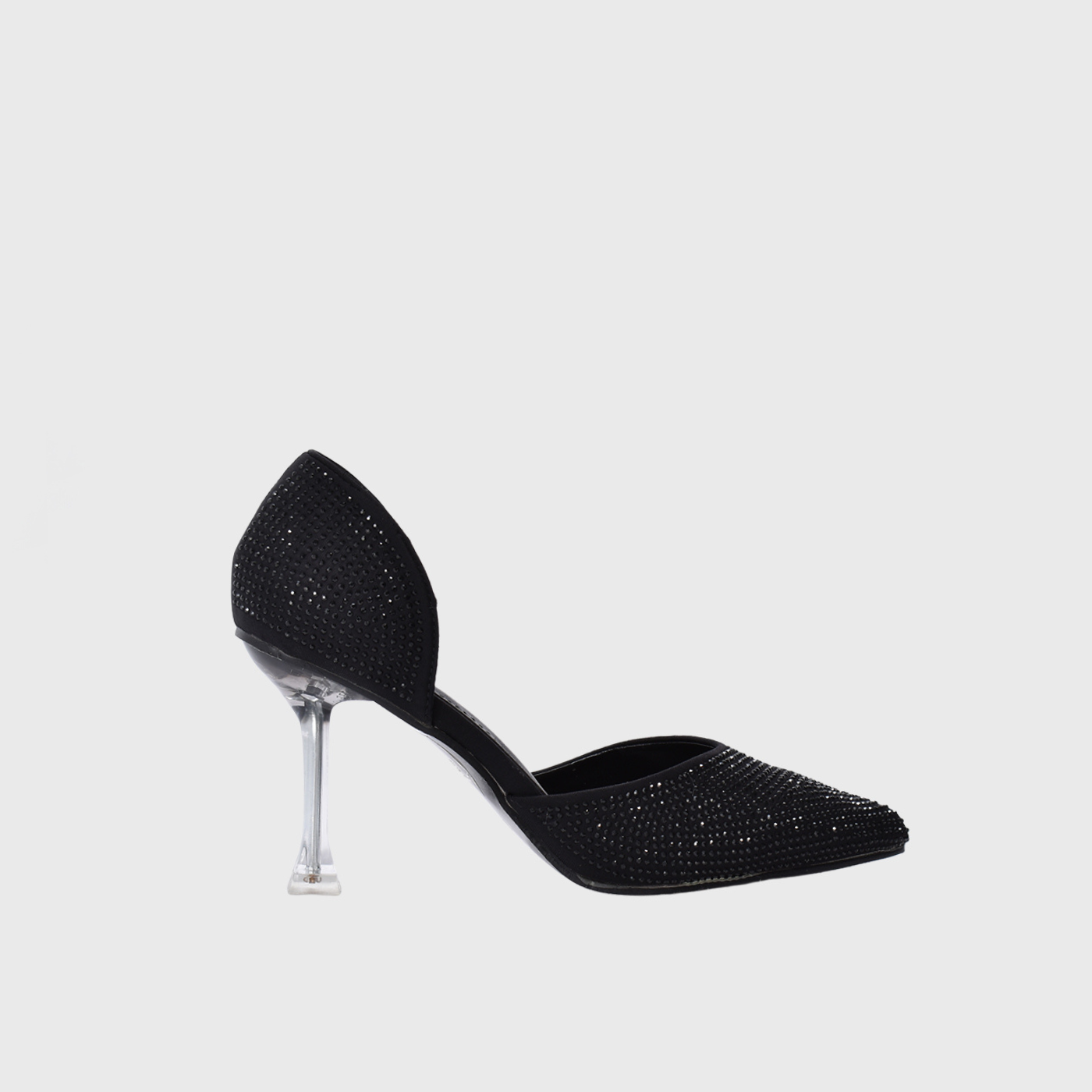Strass Pointed High Heels Pumps Black
