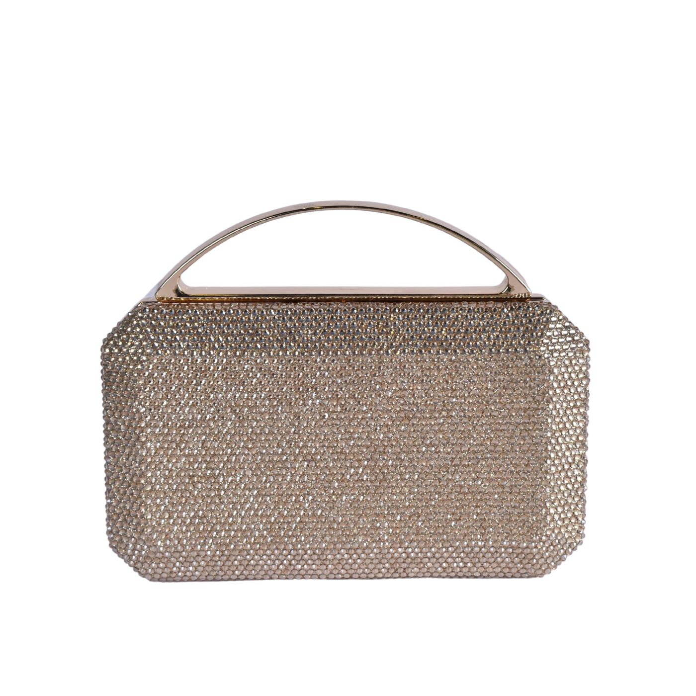 Rhinestone-Embellished Gold Evening Clutch with Top Handle