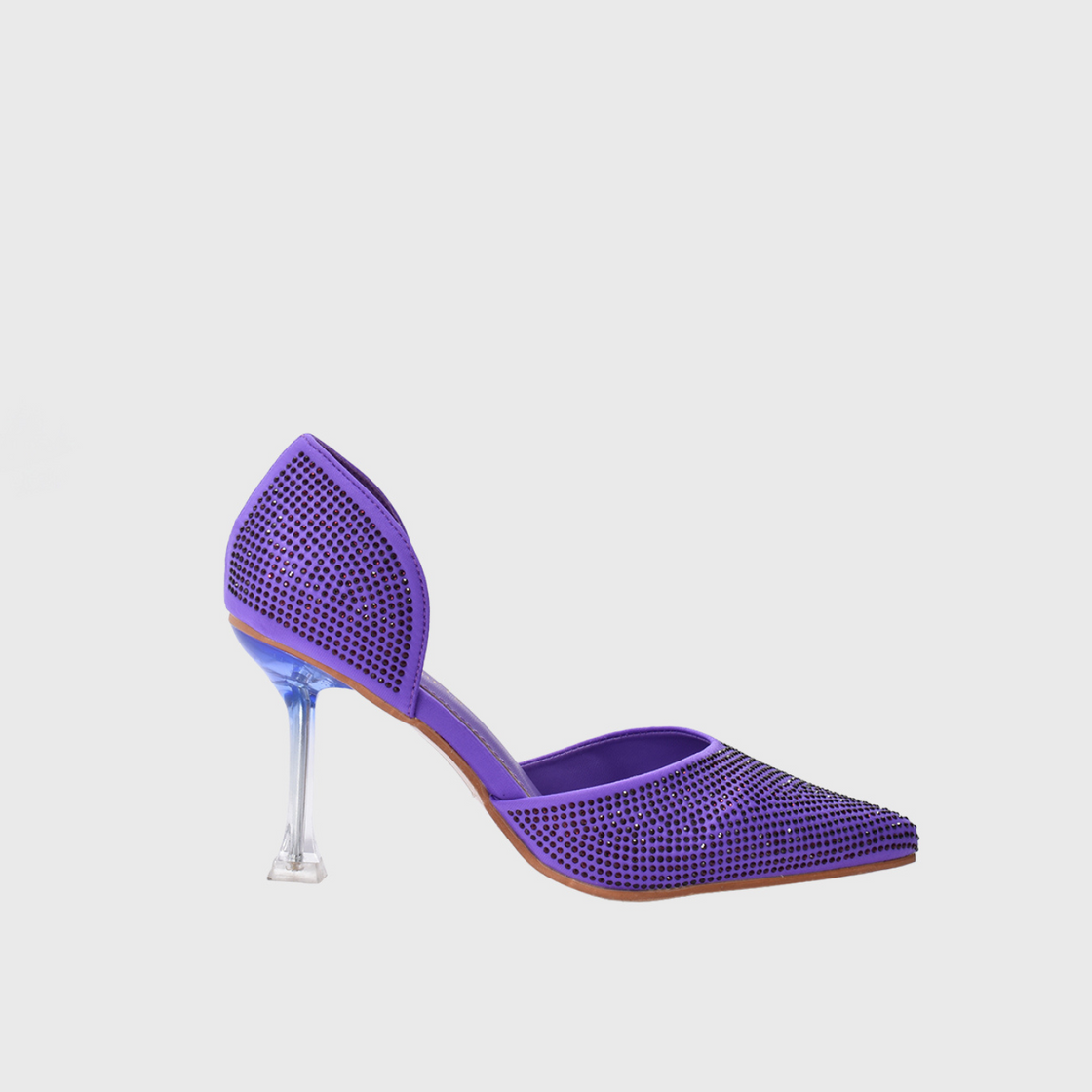 Strass Pointed High Heels Pumps Purple