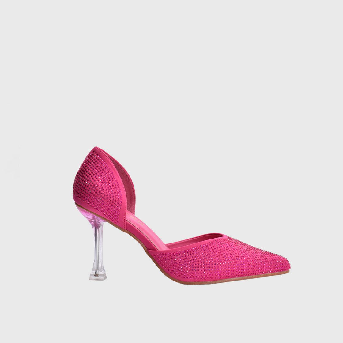 Strass Pointed High Heels Pumps Fuchsia