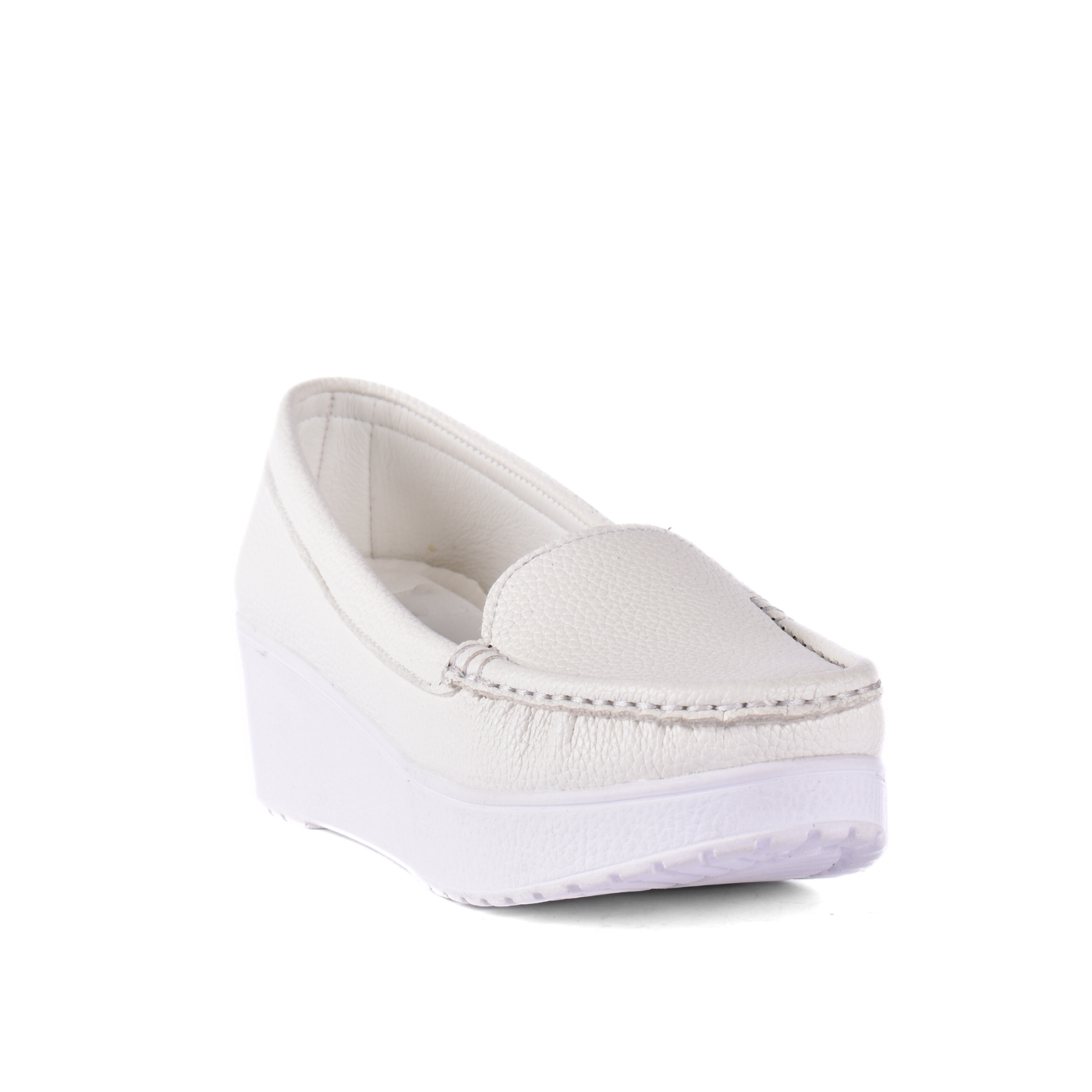 Basic Leather Shoe With Elastic Side White Melouk