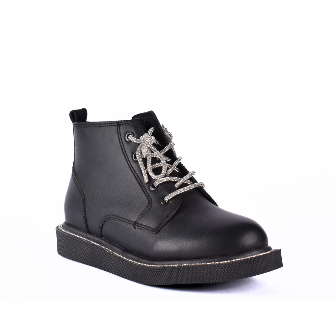 Lace Up Ankle Boots With Stones