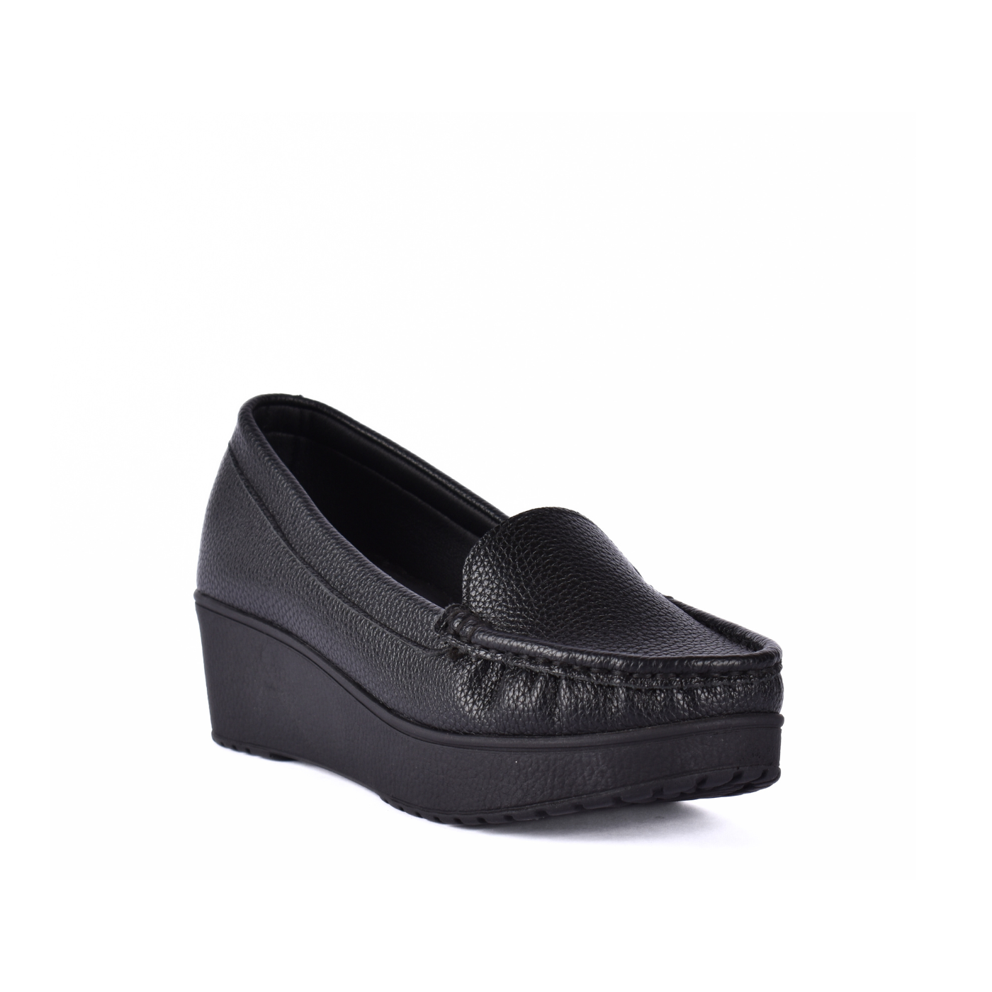 Basic Leather Shoe With Elastic Side Black Melouk