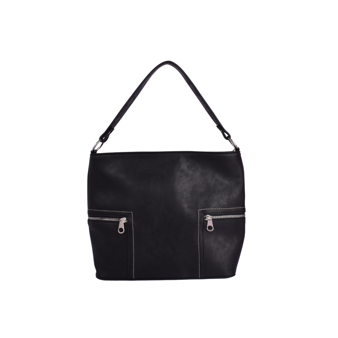 Black Basic Shoulder Bag with Zipper