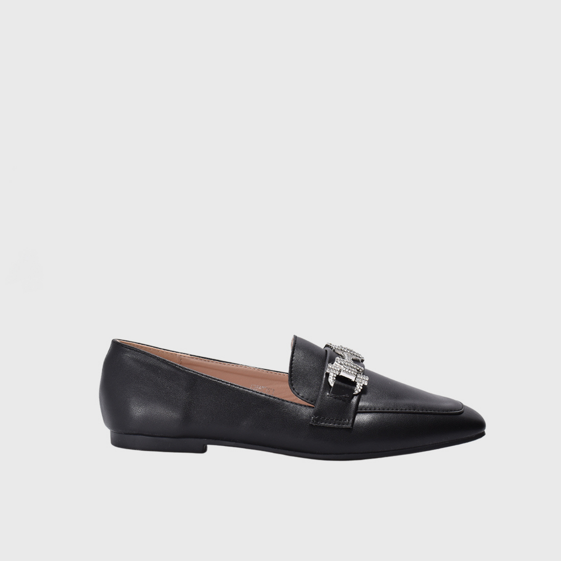 Sqaured Toecap Slip-On Loafers Black