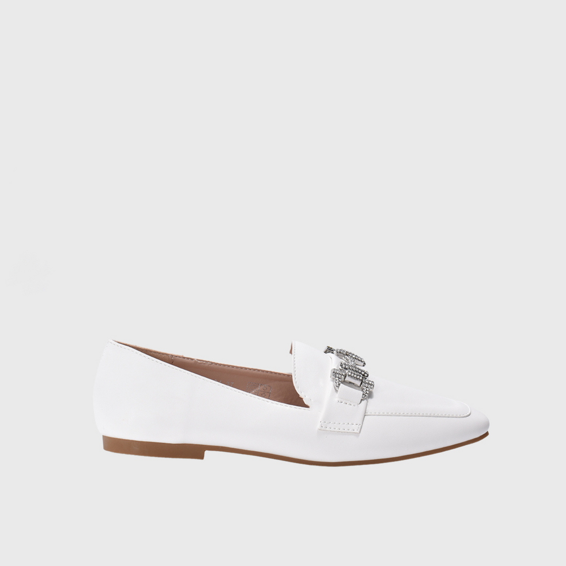 Sqaured Toecap Slip-On Loafers White