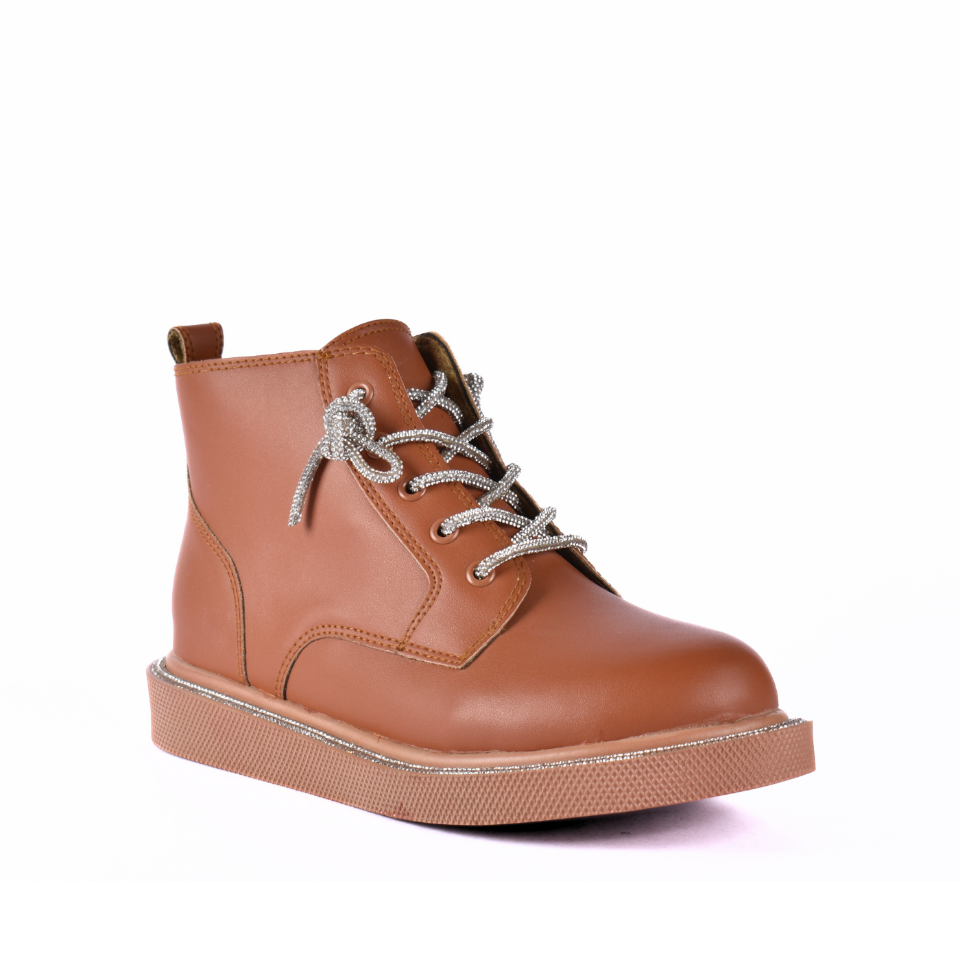 Lace Up Ankle Boots With Stones Brown Melouk