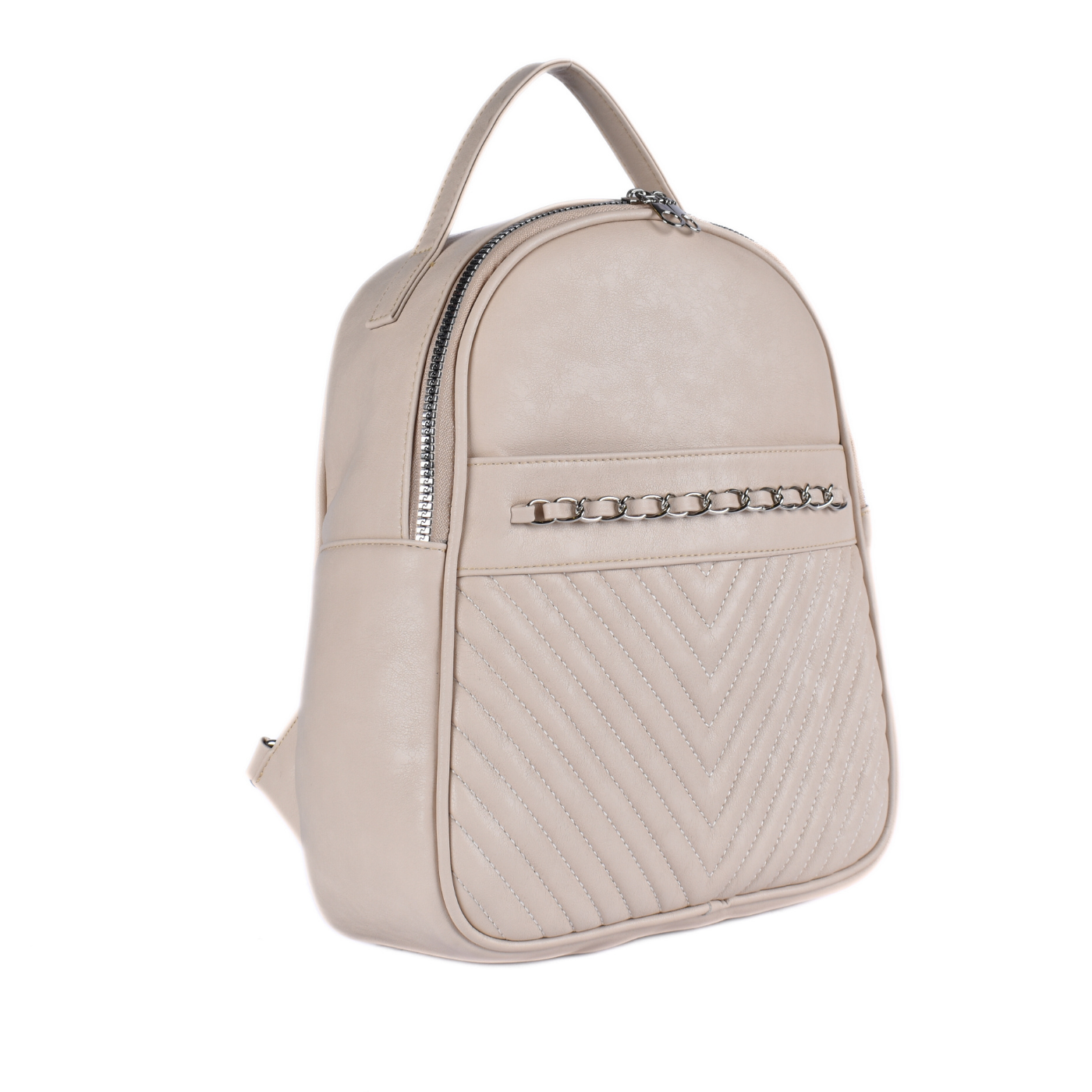 Embossed Leather Backpack Bag beige Melouk