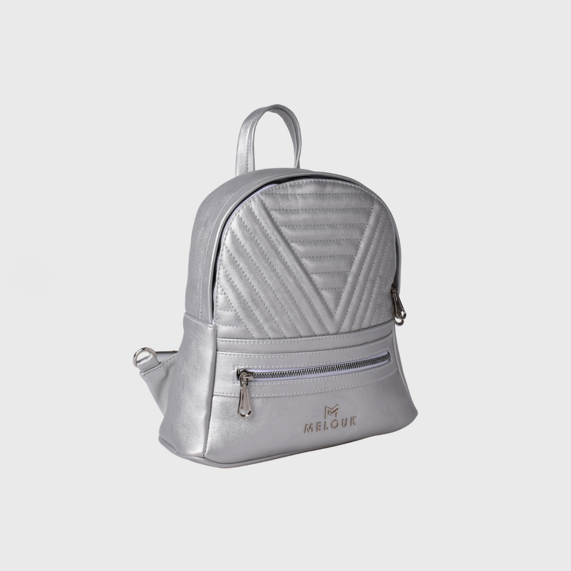 Backpack Leather Bag Silver