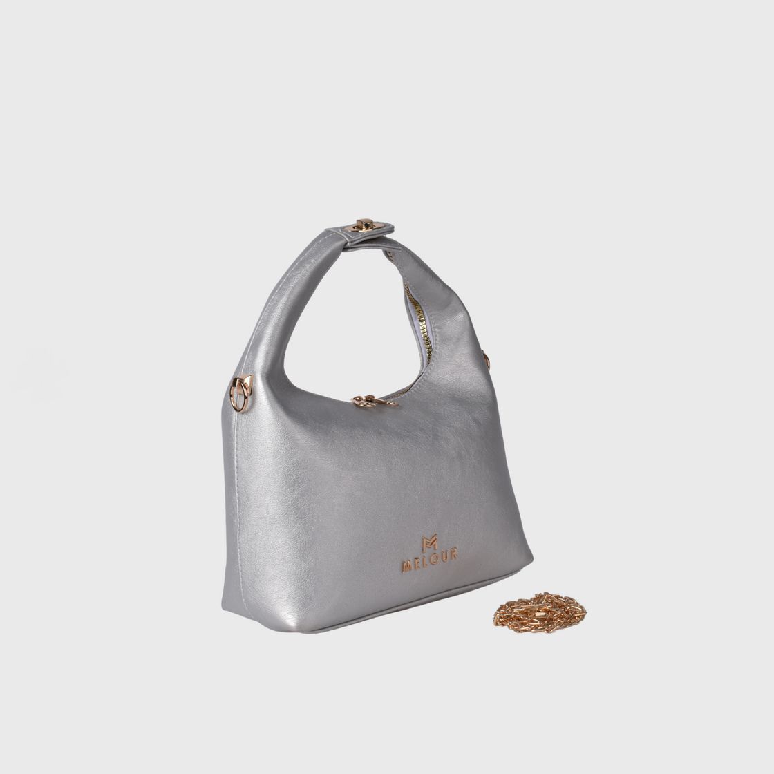 silver Classic Leather Handbag