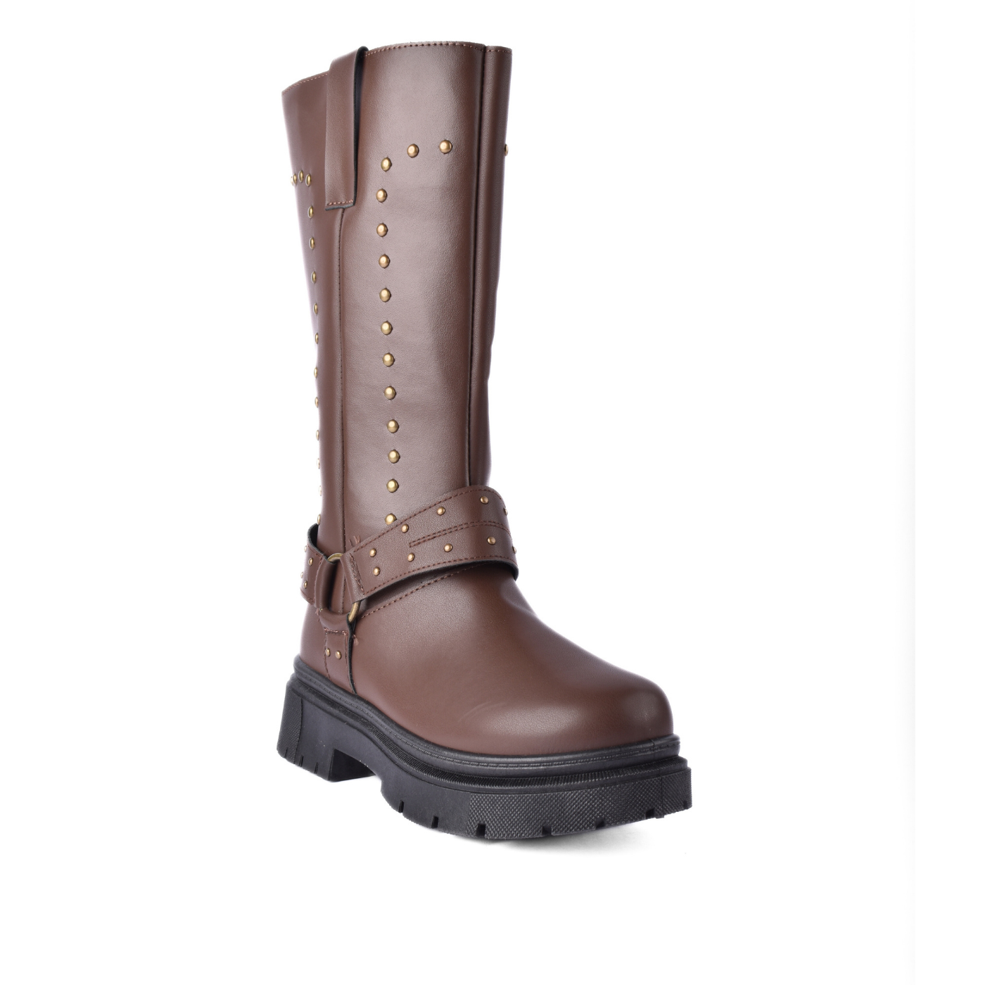 Knotted Heeled Leather High Boot