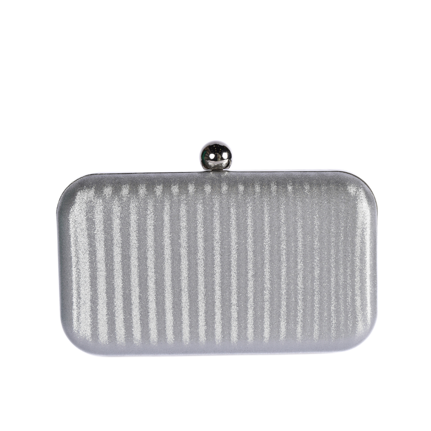 Clutch With Vertical Ripple Texture Silver Melouk