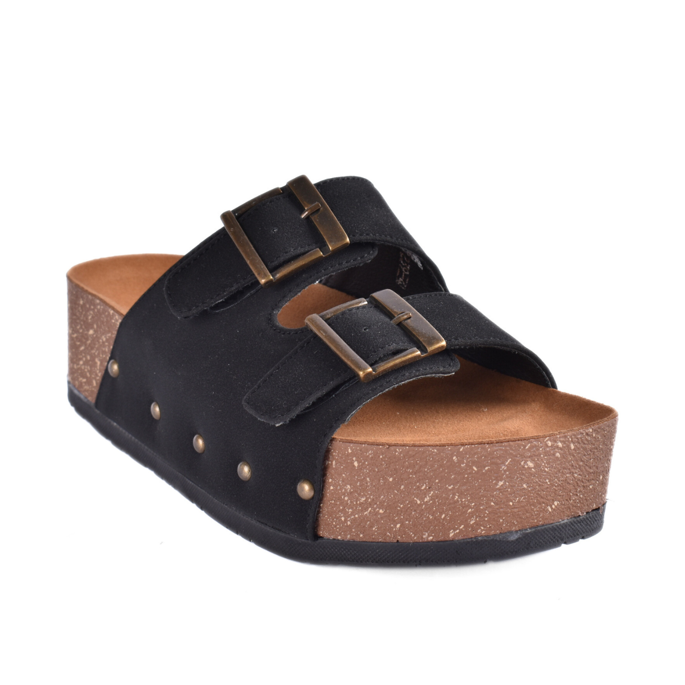 Casual Platform Sandal With Double Buckles Black Melouk