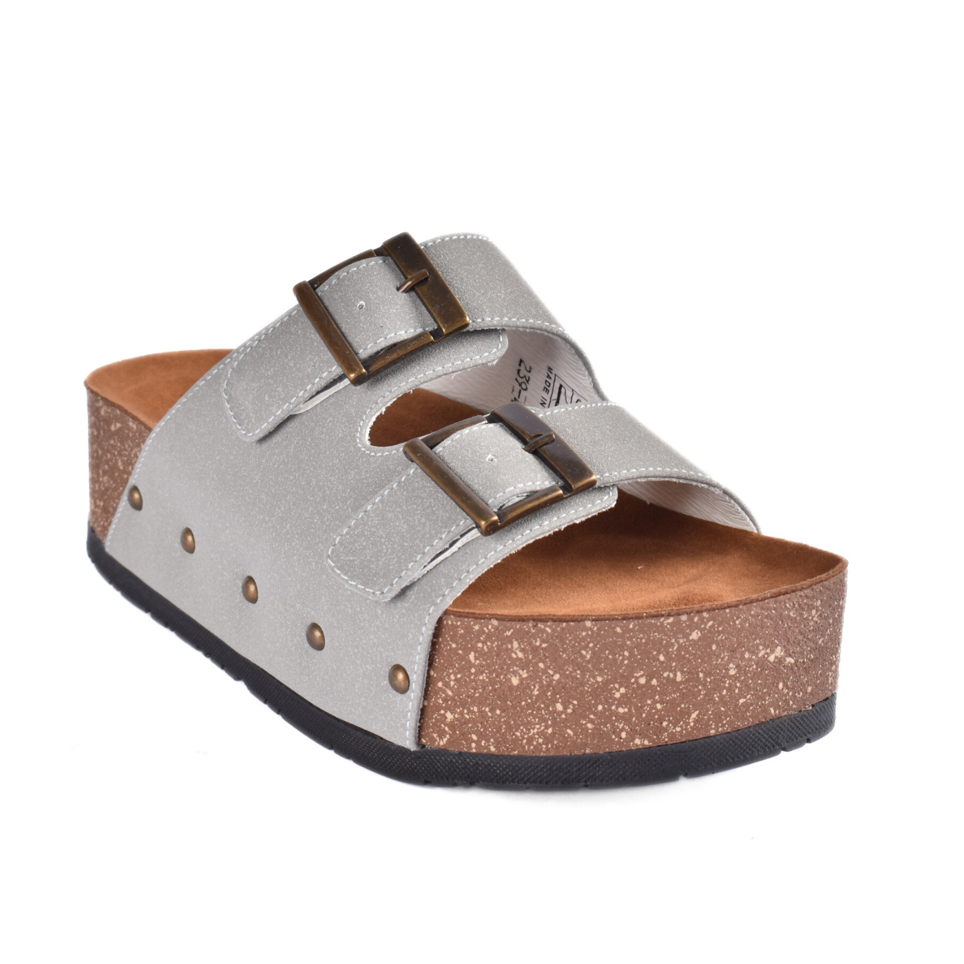Casual Platform Sandal With Double Buckles Gray Melouk