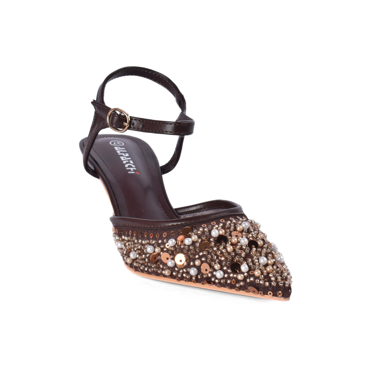 Comfortable Women's Heels With Details Brown