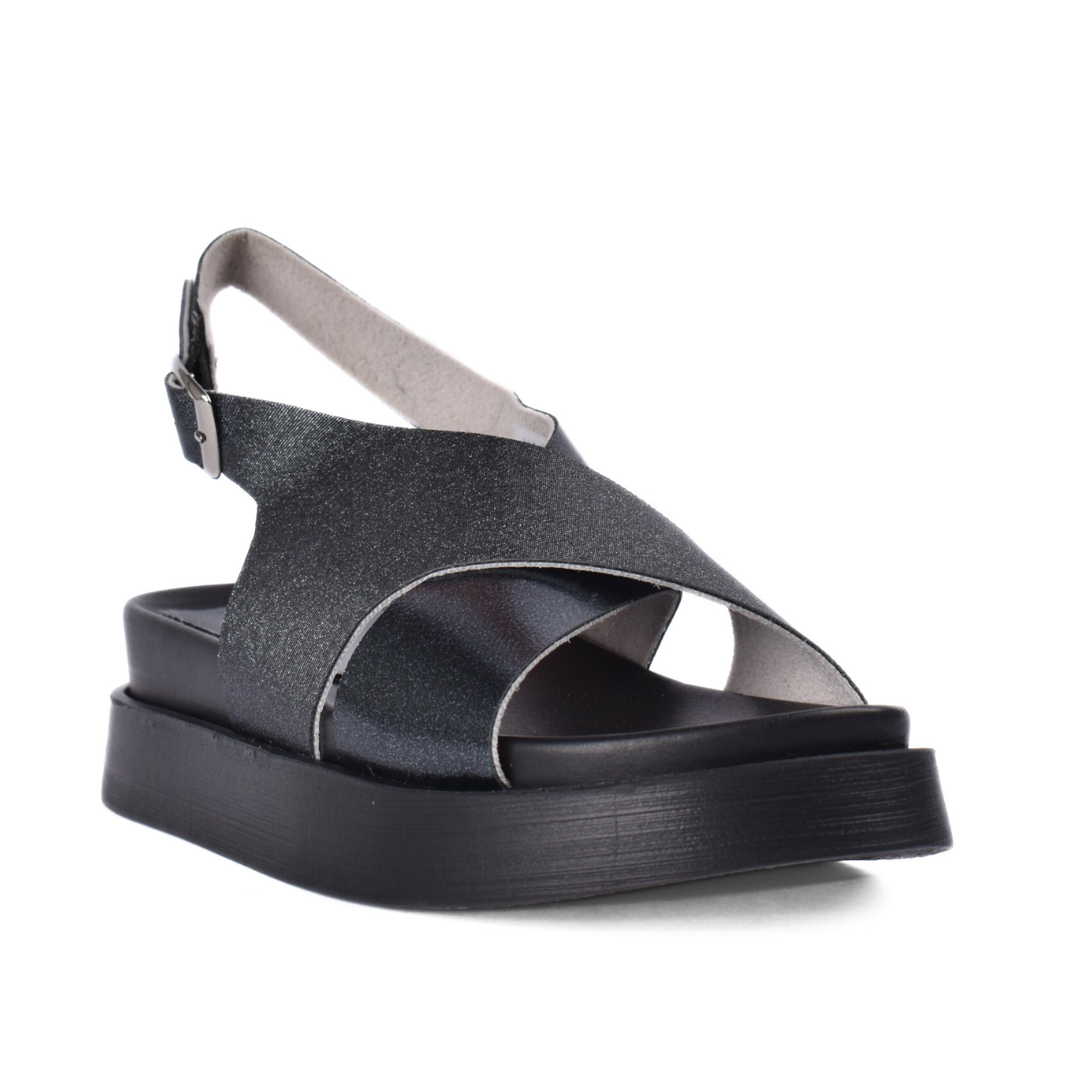 Double buckle strap sandals Black