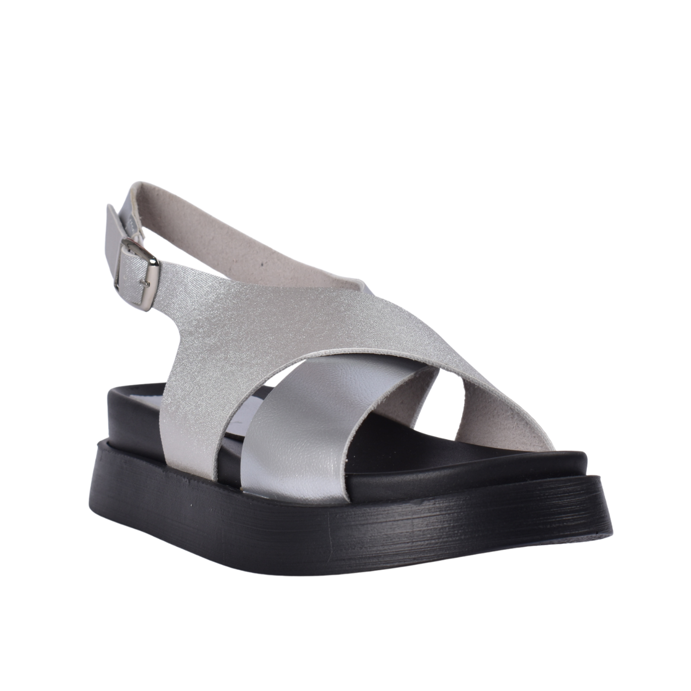 Double buckle strap sandals Silver