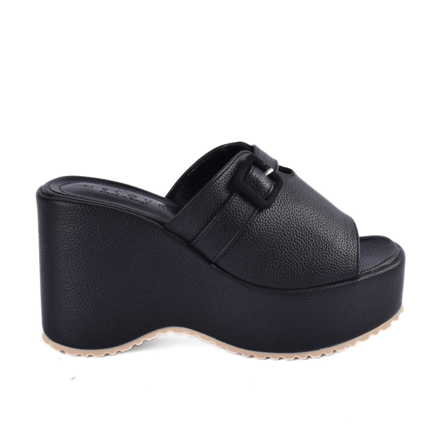 Platform Wedge Slide Sandals With Buckle Detail Melouk