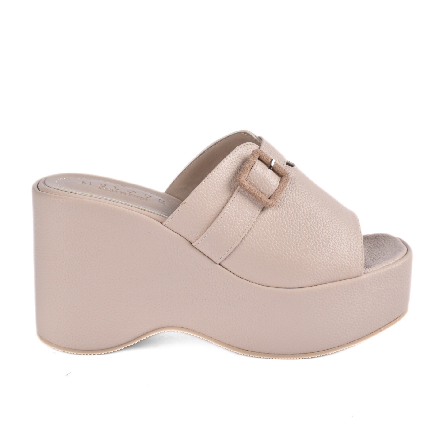 Platform Wedge Slide Sandals With Buckle Detail Melouk