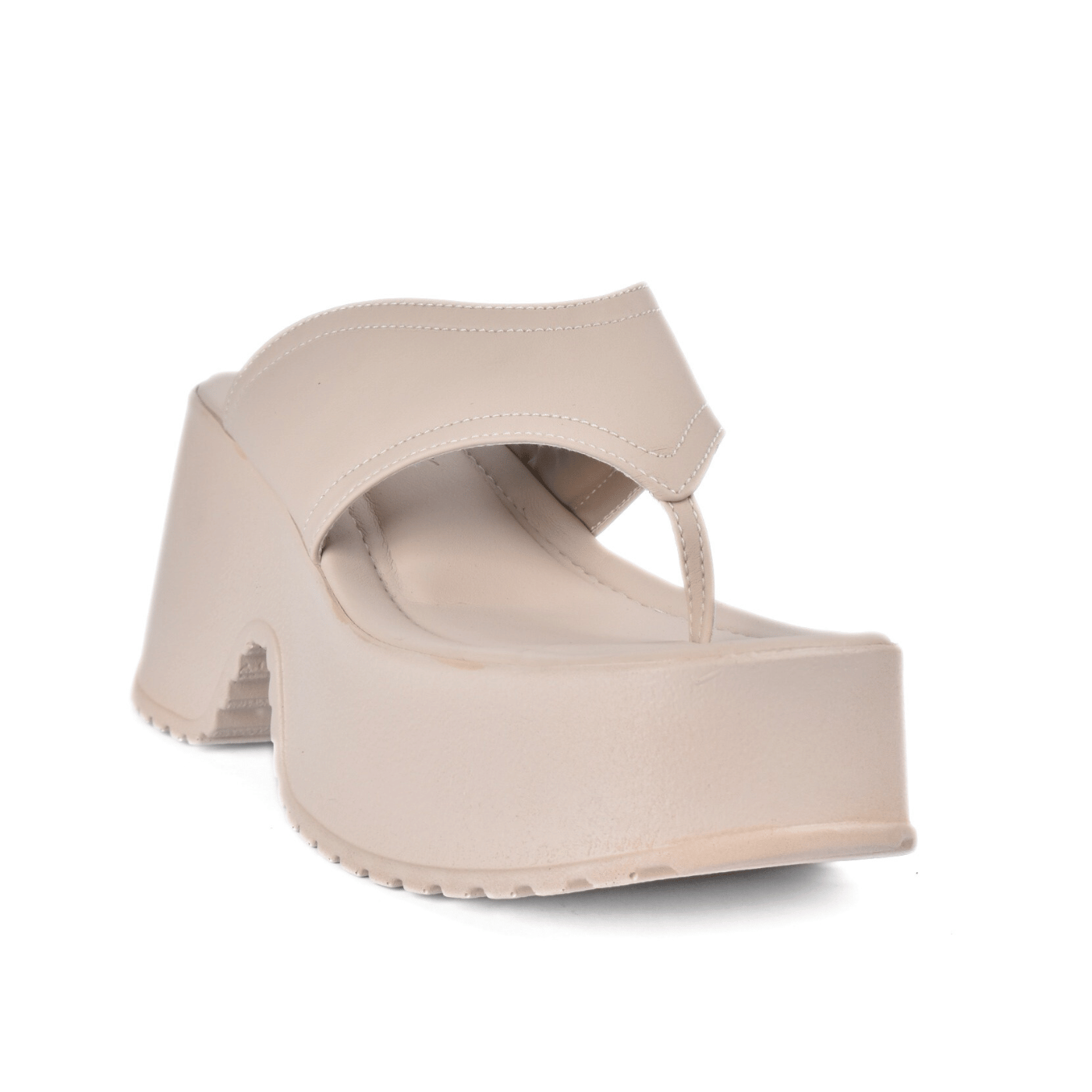 Thick Sole Platform Slipper Beige Melouk