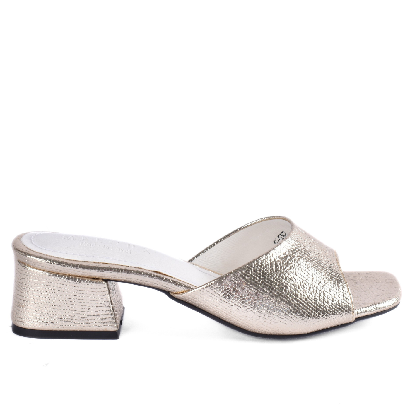 Textured Open-Toe Block Heel Slide Melouk