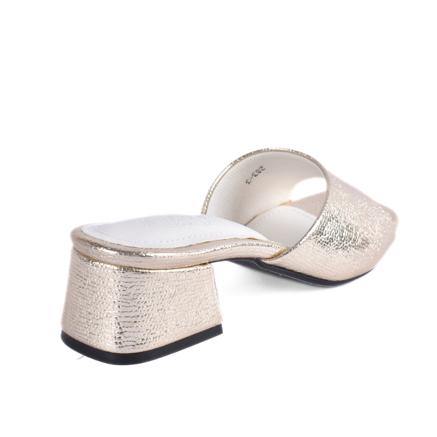 Textured Open-Toe Block Heel Slide Melouk