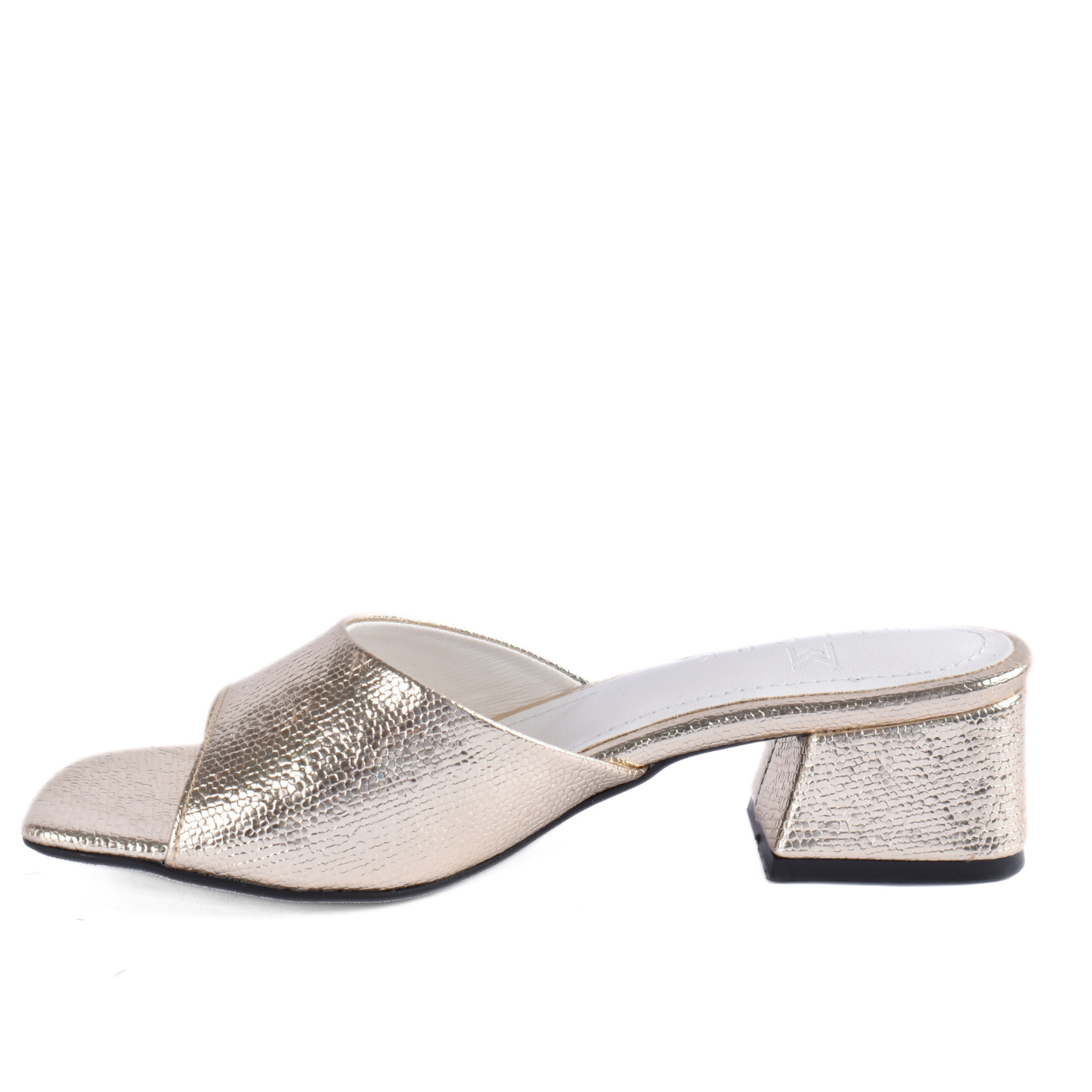 Textured Open-Toe Block Heel Slide Melouk