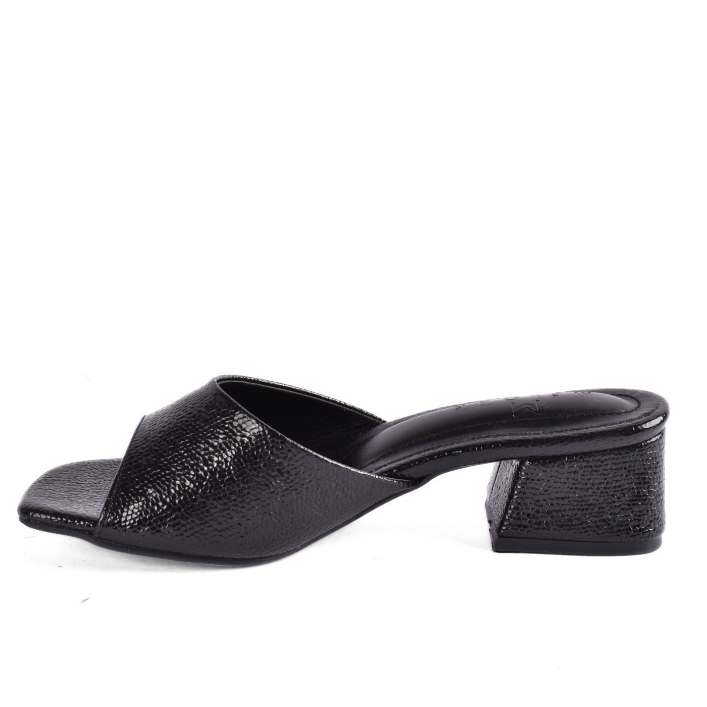 Textured Open-Toe Block Heel Slide Melouk