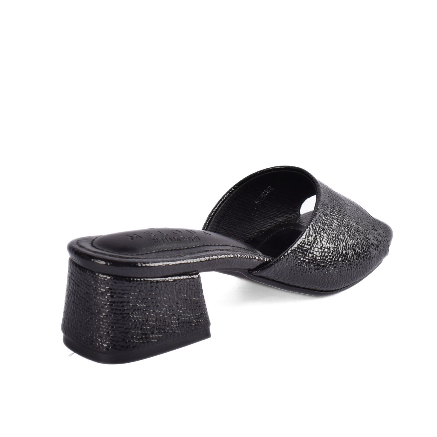 Textured Open-Toe Block Heel Slide Melouk