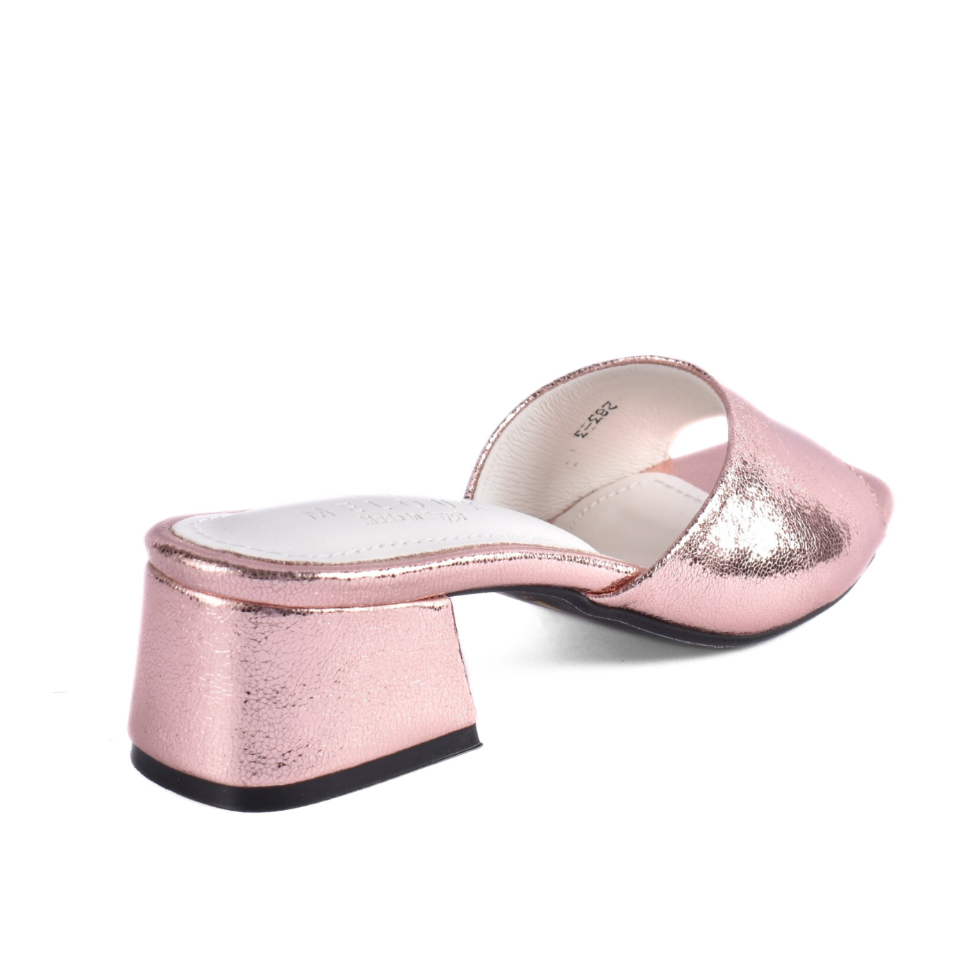 Textured Open-Toe Block Heel Slide Melouk