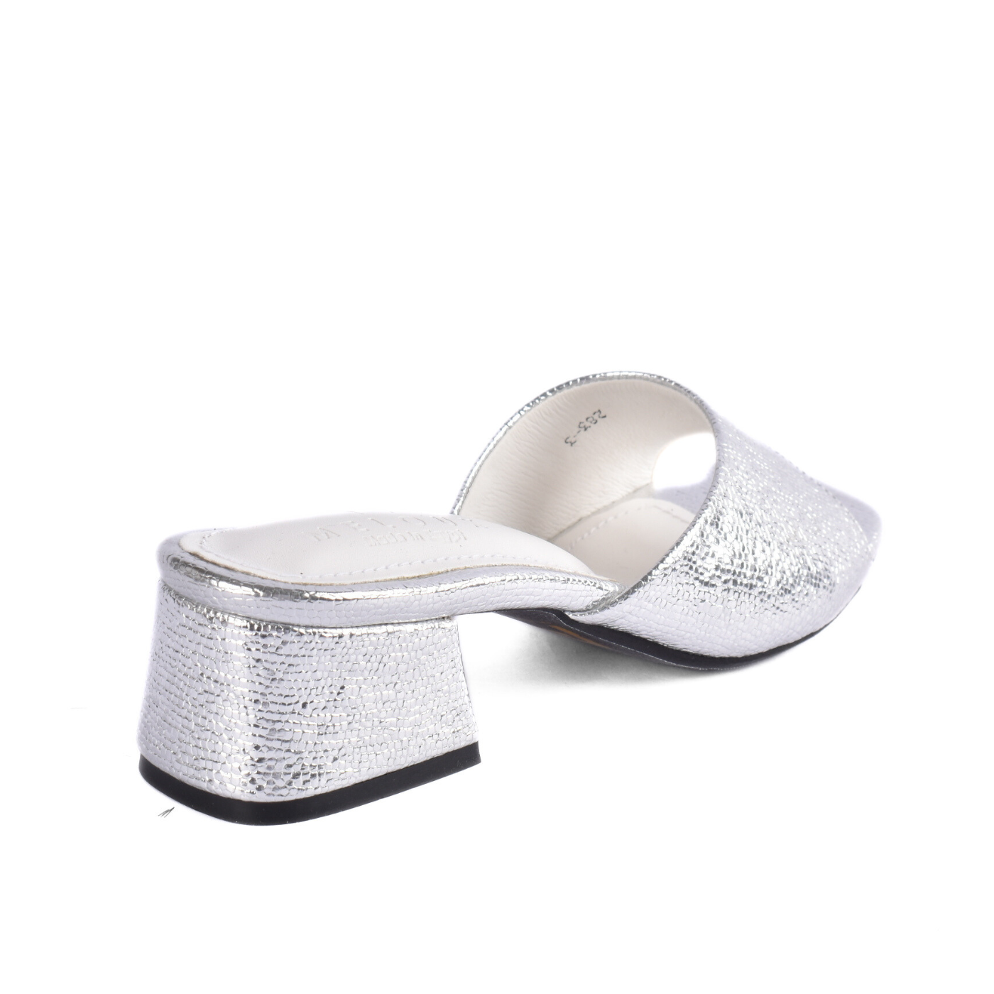 Textured Open-Toe Block Heel Slide Melouk