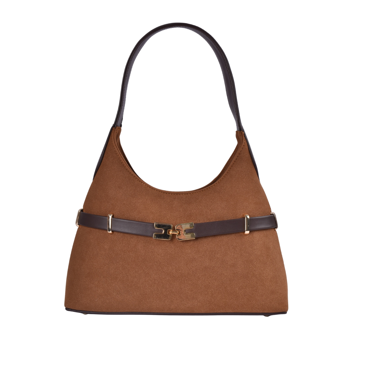 Women’s Elegant Shoulder Handbag with Gold Detail