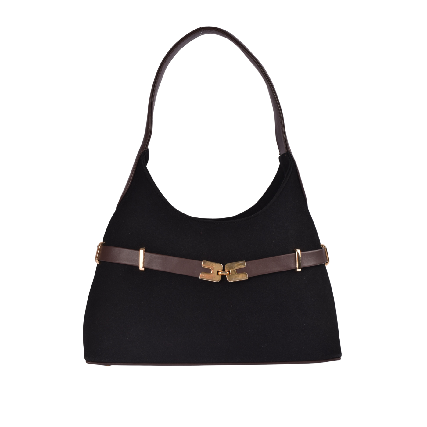 Women’s Elegant Shoulder Handbag with Gold Detail