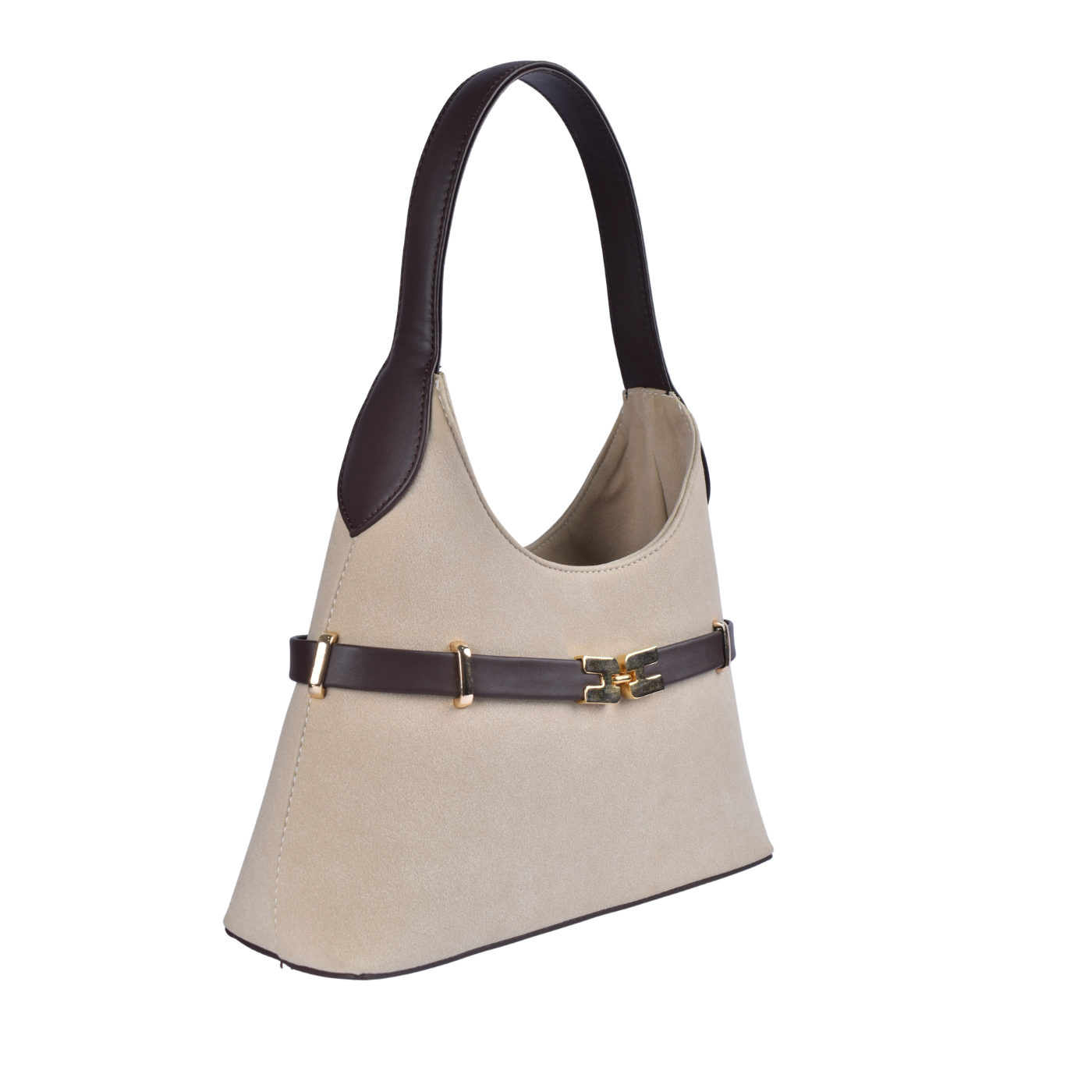 Women’s Elegant Shoulder Handbag with Gold Detail